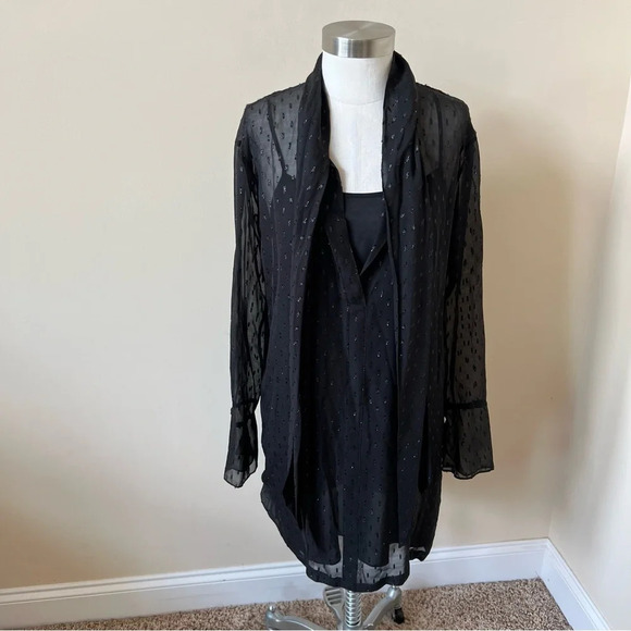 New! Theory Metallic Silk Scarf Dress/ Black 17999 - Picture 6 of 13